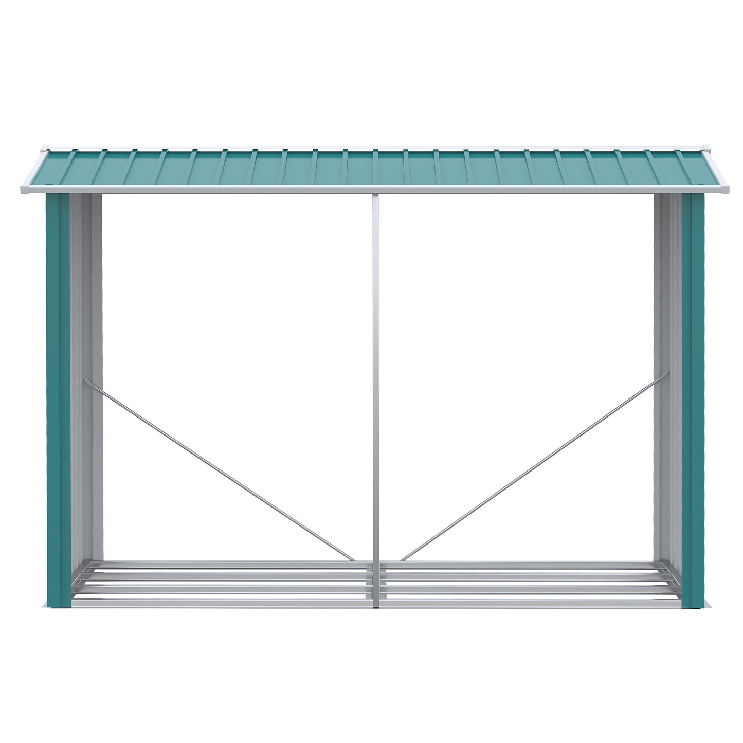 Outsunny Casetilla para Leña de Acero Galvanizado Leñero Exterior Cobertizo de Almacenamiento de Troncos con Techo para Jardín Terraza Patio 240x86x160 cm Verde