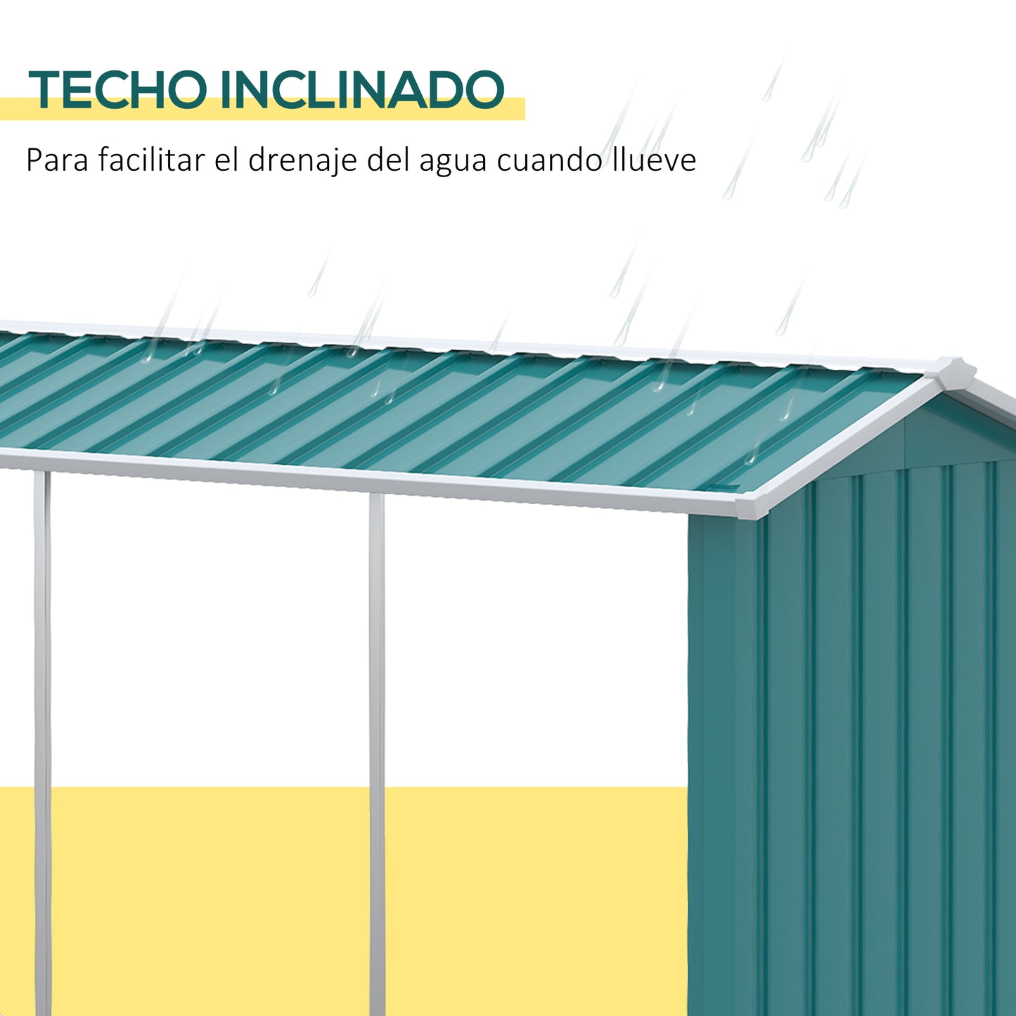 Outsunny Casetilla para Leña de Acero Galvanizado Leñero Exterior Cobertizo de Almacenamiento de Troncos con Techo para Jardín Terraza Patio 240x86x160 cm Verde