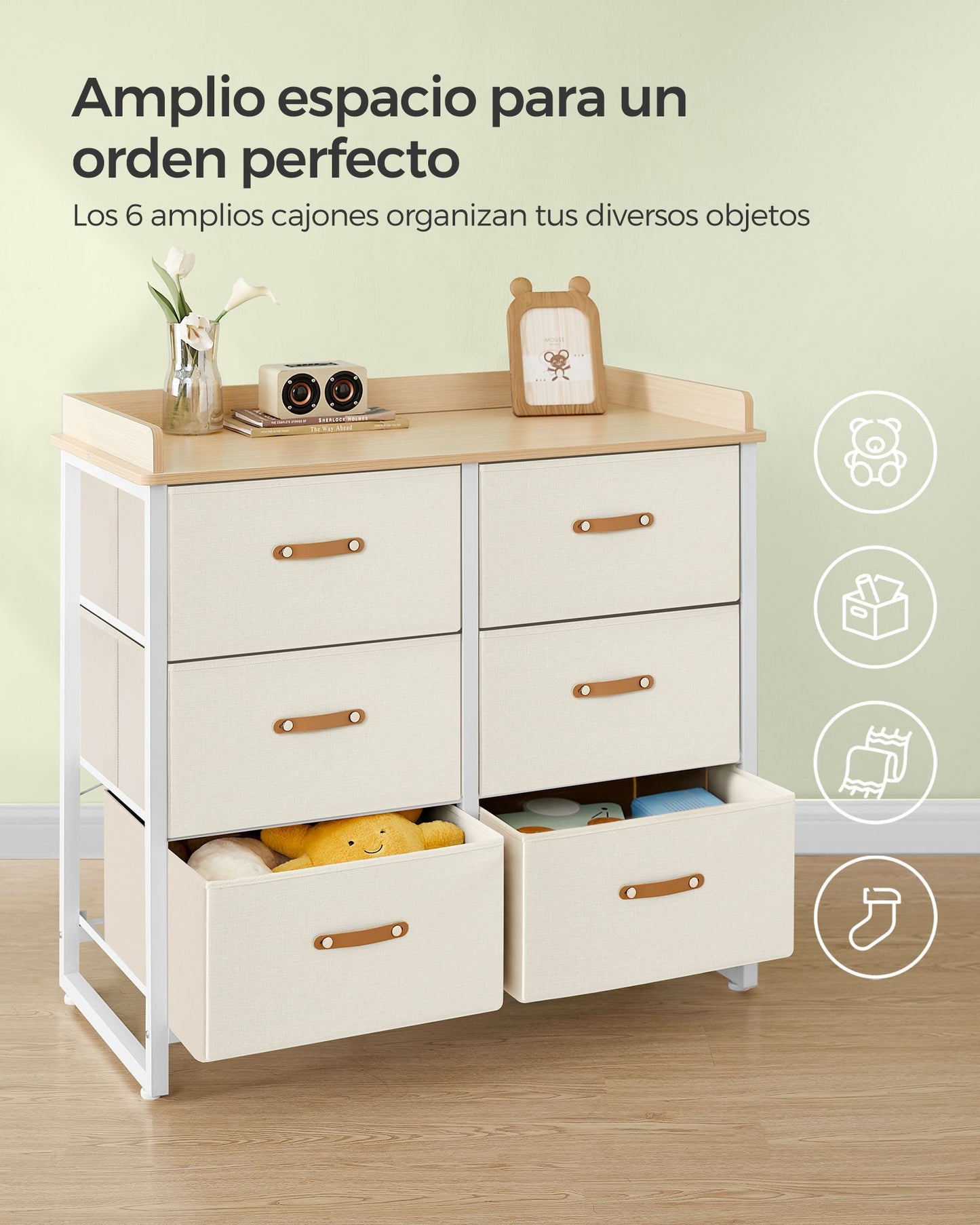 Cómoda para Dormitorio Infantil Beige-SONGMICS