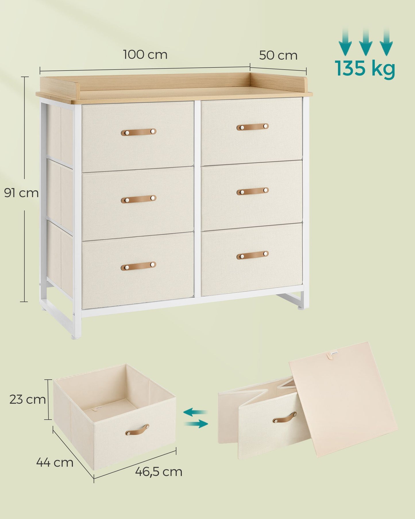 Cómoda para Dormitorio Infantil Beige-SONGMICS