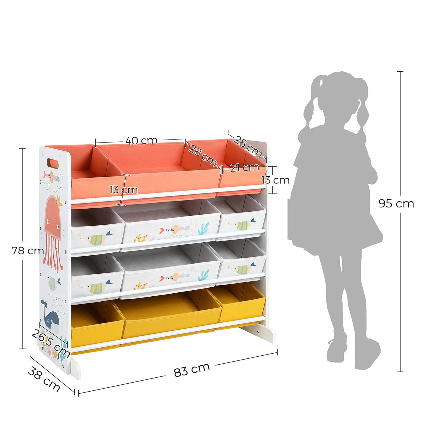 Estantería de Juguetes con 12 Cajas Blanco-SONGMICS