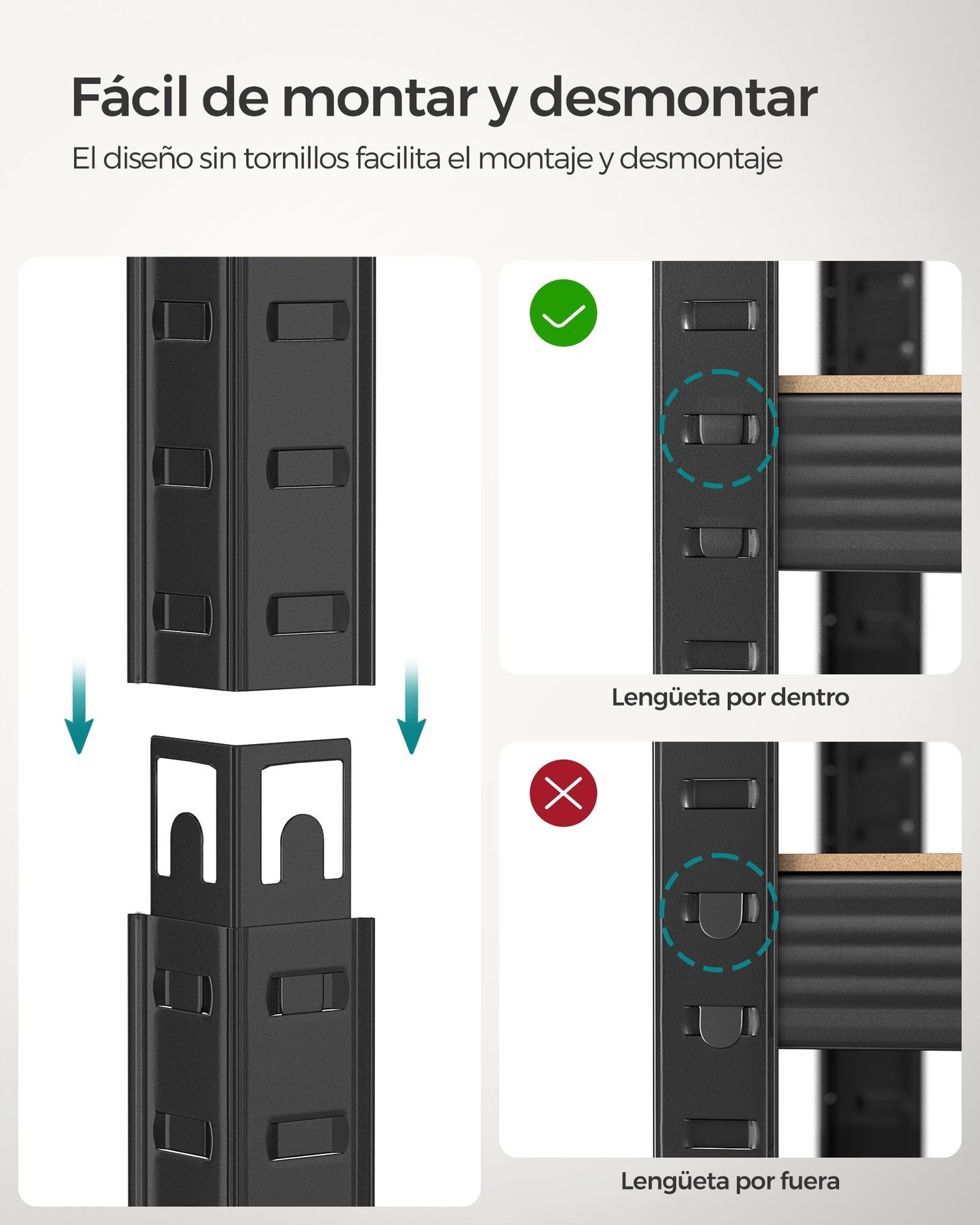 Estantería con Carga de 875 kg Marrón Rústico y Negro-SONGMICS