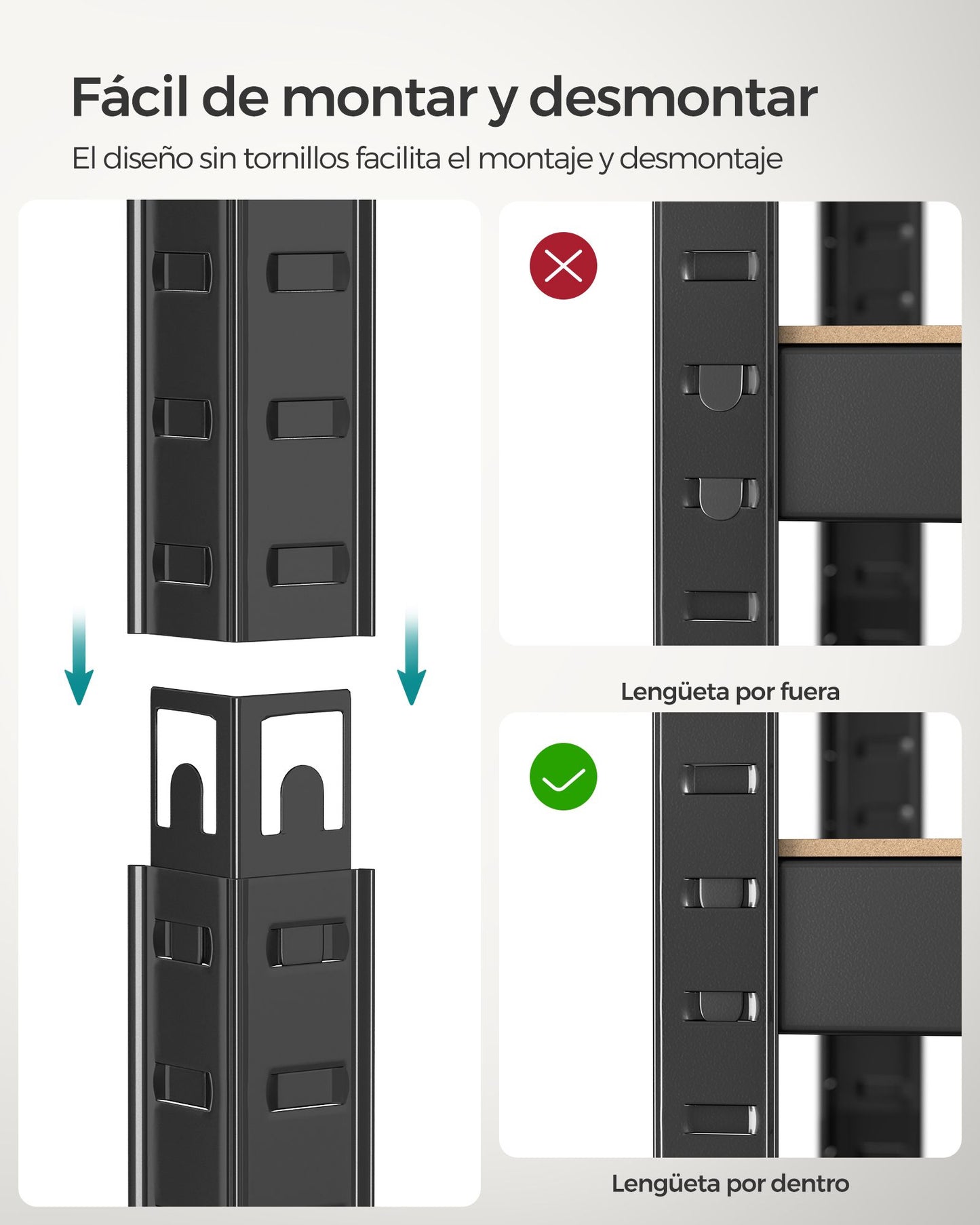 Estantería de 4 Niveles 40 x 80 x 160 cm Marrón Rústico y Negro-SONGMICS