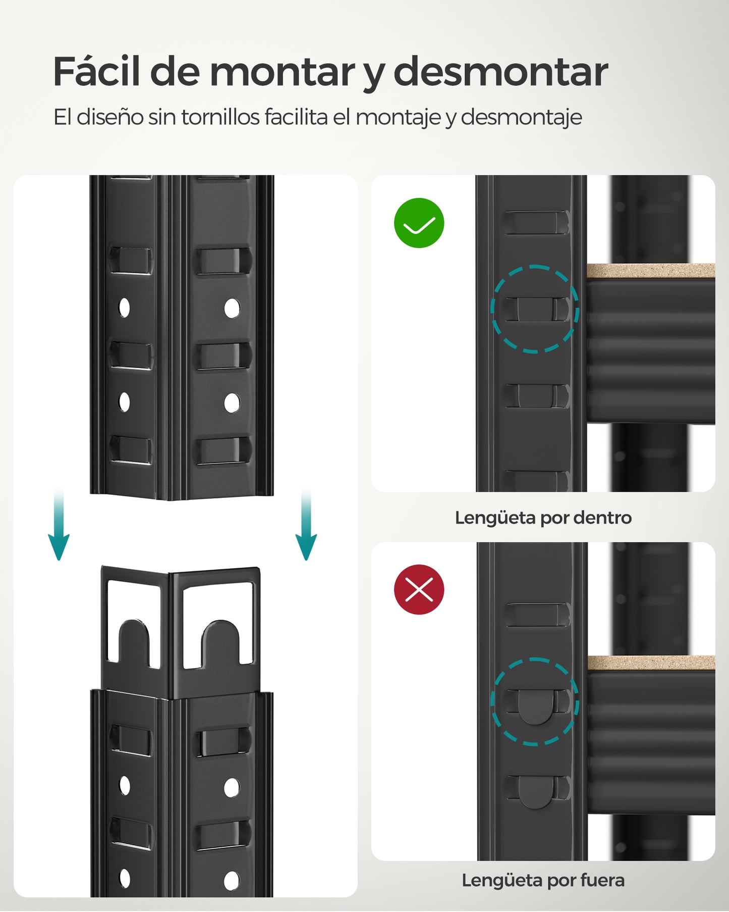 Estantería Pesada de 5 Niveles Estantería de Acero Negro-SONGMICS