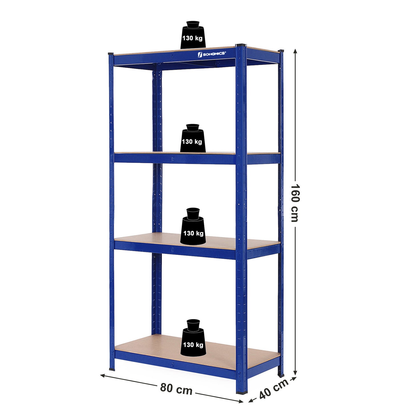 Estantería Pesada de 4 Niveles Azul-SONGMICS