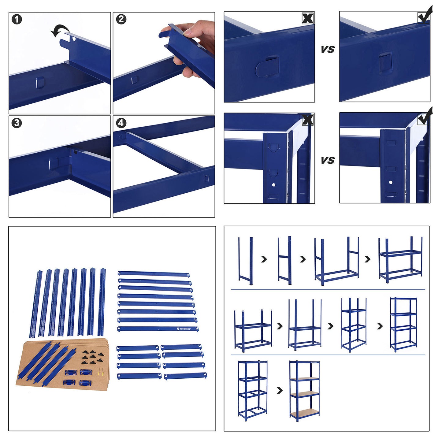 Estantería Pesada de 4 Niveles Azul-SONGMICS