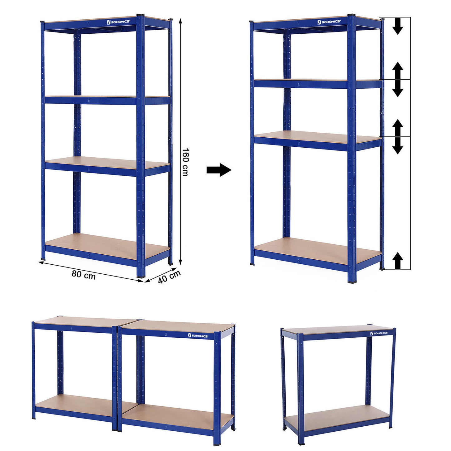 Estantería Pesada de 4 Niveles Azul-SONGMICS