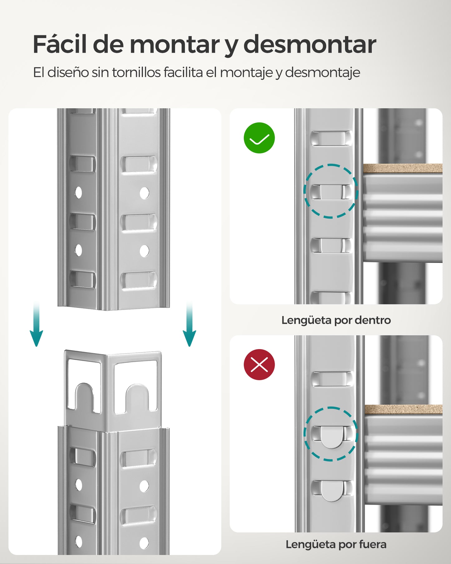 Estantería de 5 Niveles Plata-SONGMICS