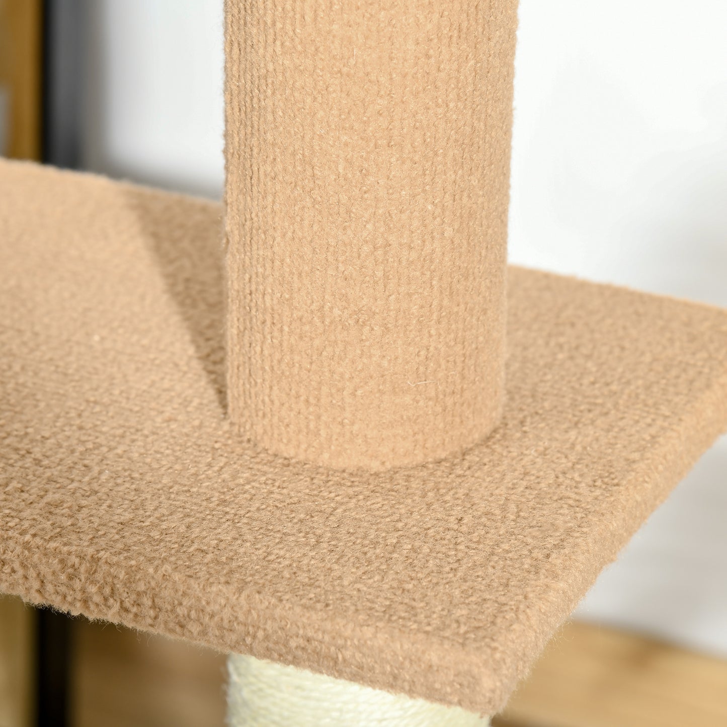 PawHut Árbol para Gatos del Suelo al Techo 43x27x228-260 cm Torre para Gatos con Altura Ajustable 4 Plataformas Espaciosas y Poste de Sisal Marrón