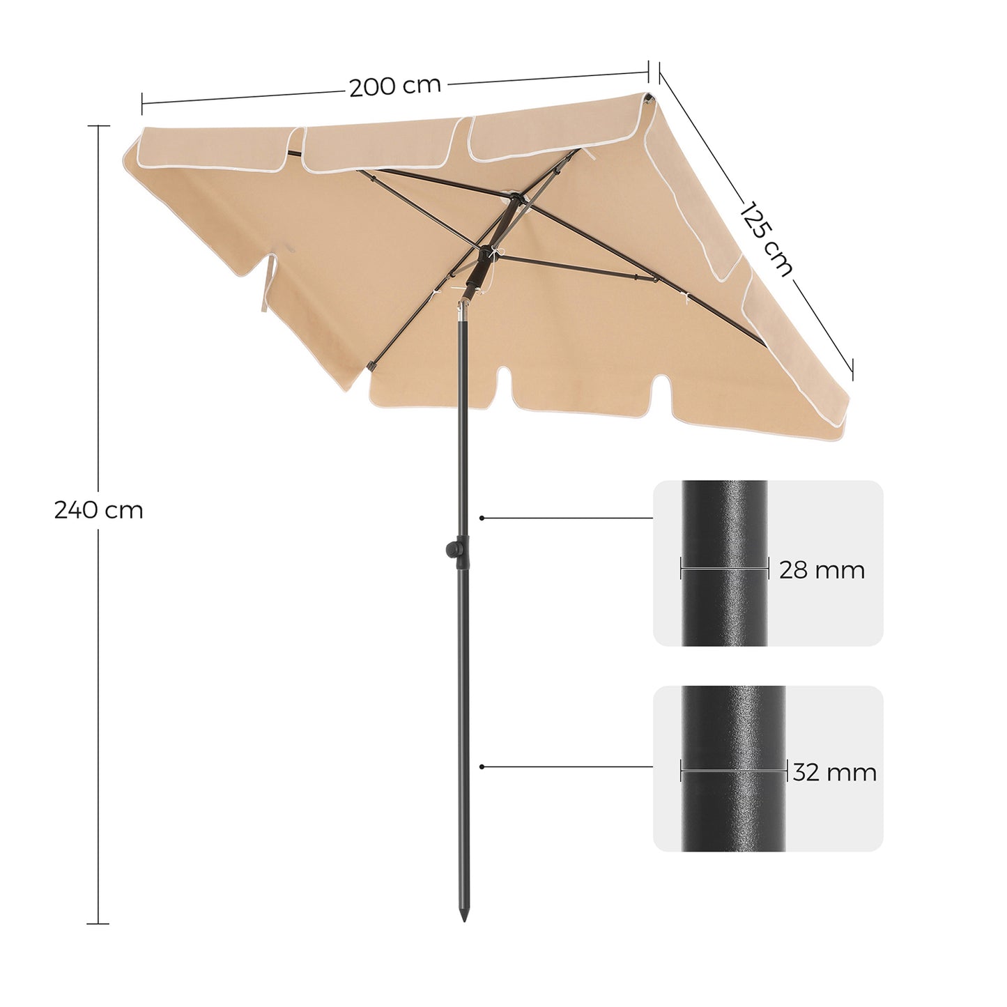 Parasol rectangular para balcón Topo-SONGMICS