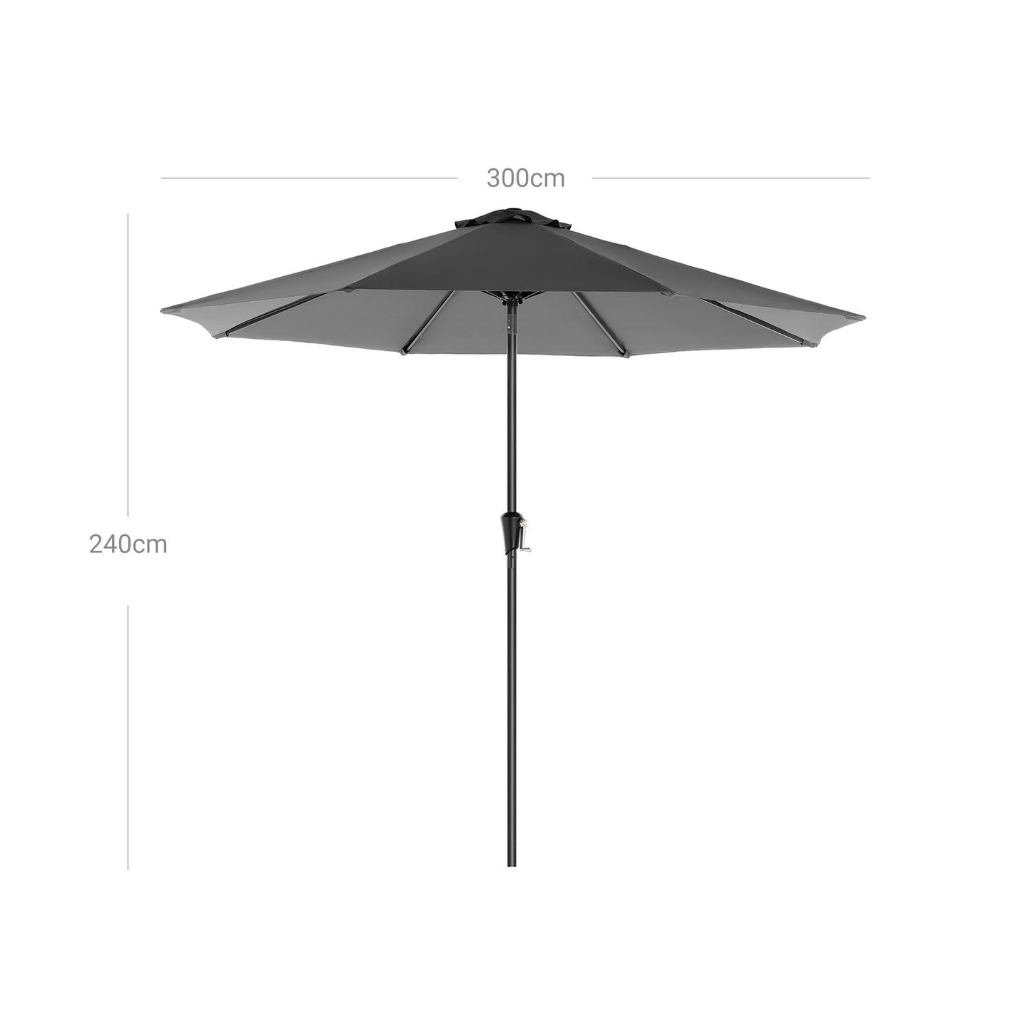 Parasol de jardín Ø 3 m Gris-SONGMICS