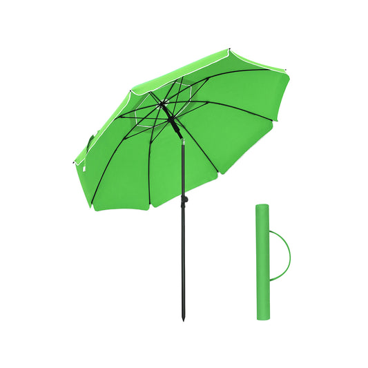 Parasol de Playa Ø 1,6 m Inclinable Verde-SONGMICS