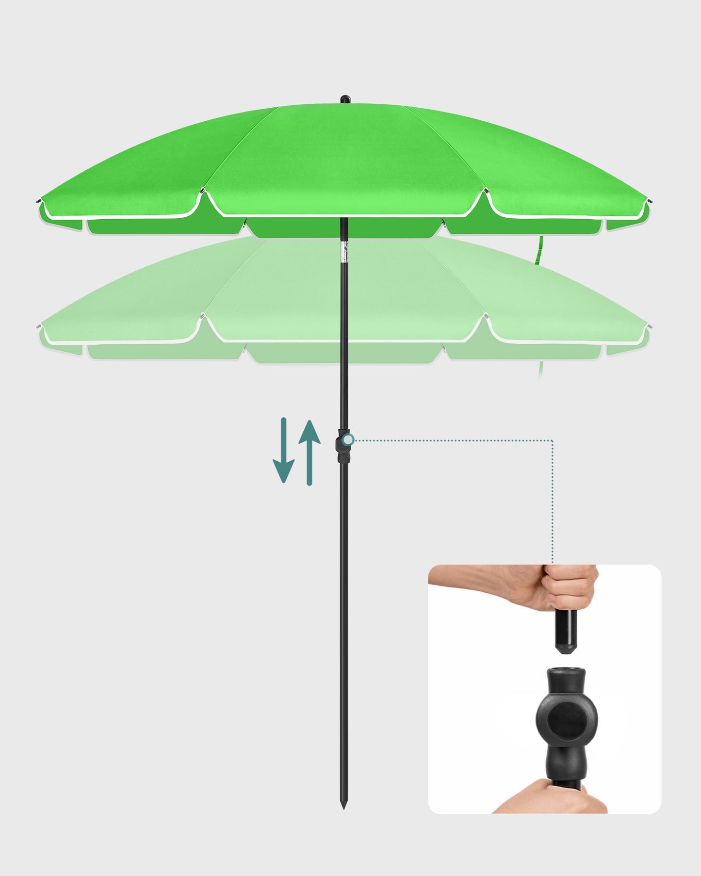 Sombrilla de 160 cm Altura Ajustable Verde-SONGMICS