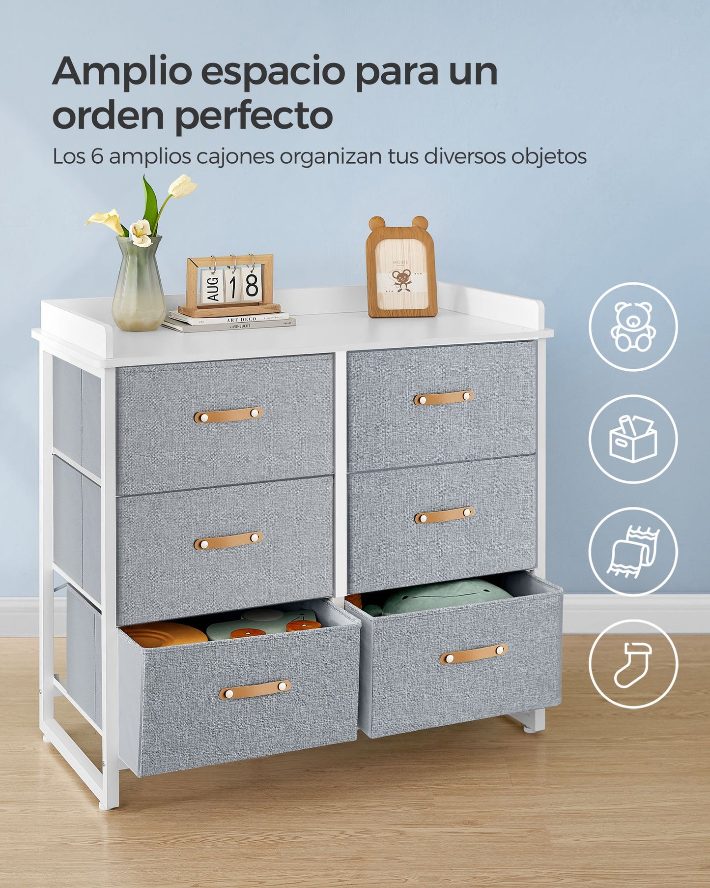 Cómoda para Dormitorio Infantil Gris-SONGMICS