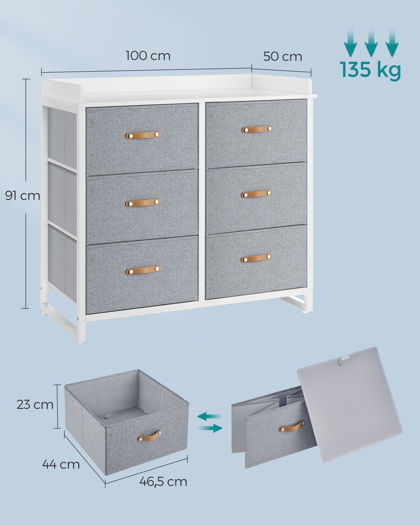 Cómoda para Dormitorio Infantil Gris-SONGMICS