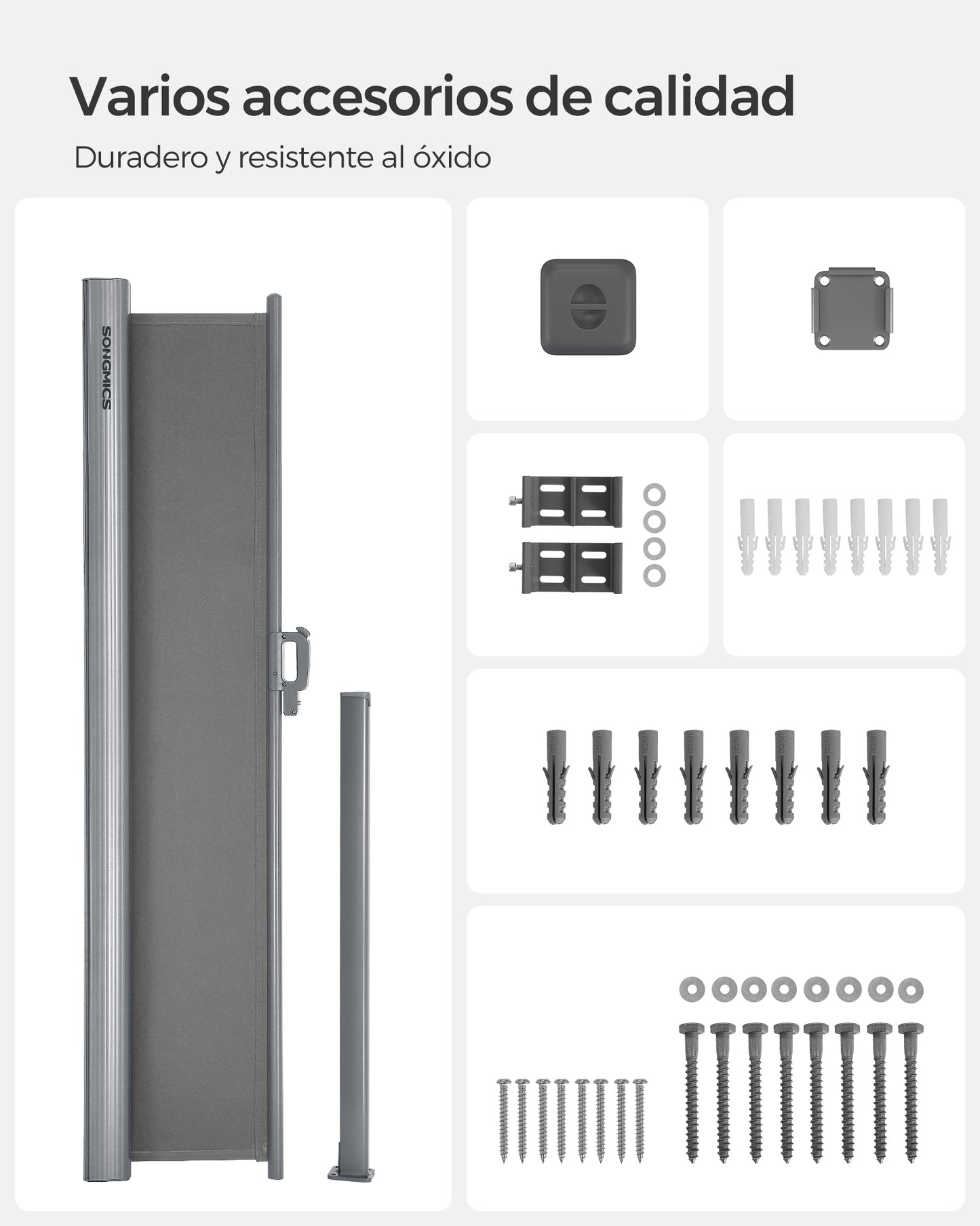 Toldo Lateral de Aluminio Extensible 160 x 400 cm Gris-SONGMICS