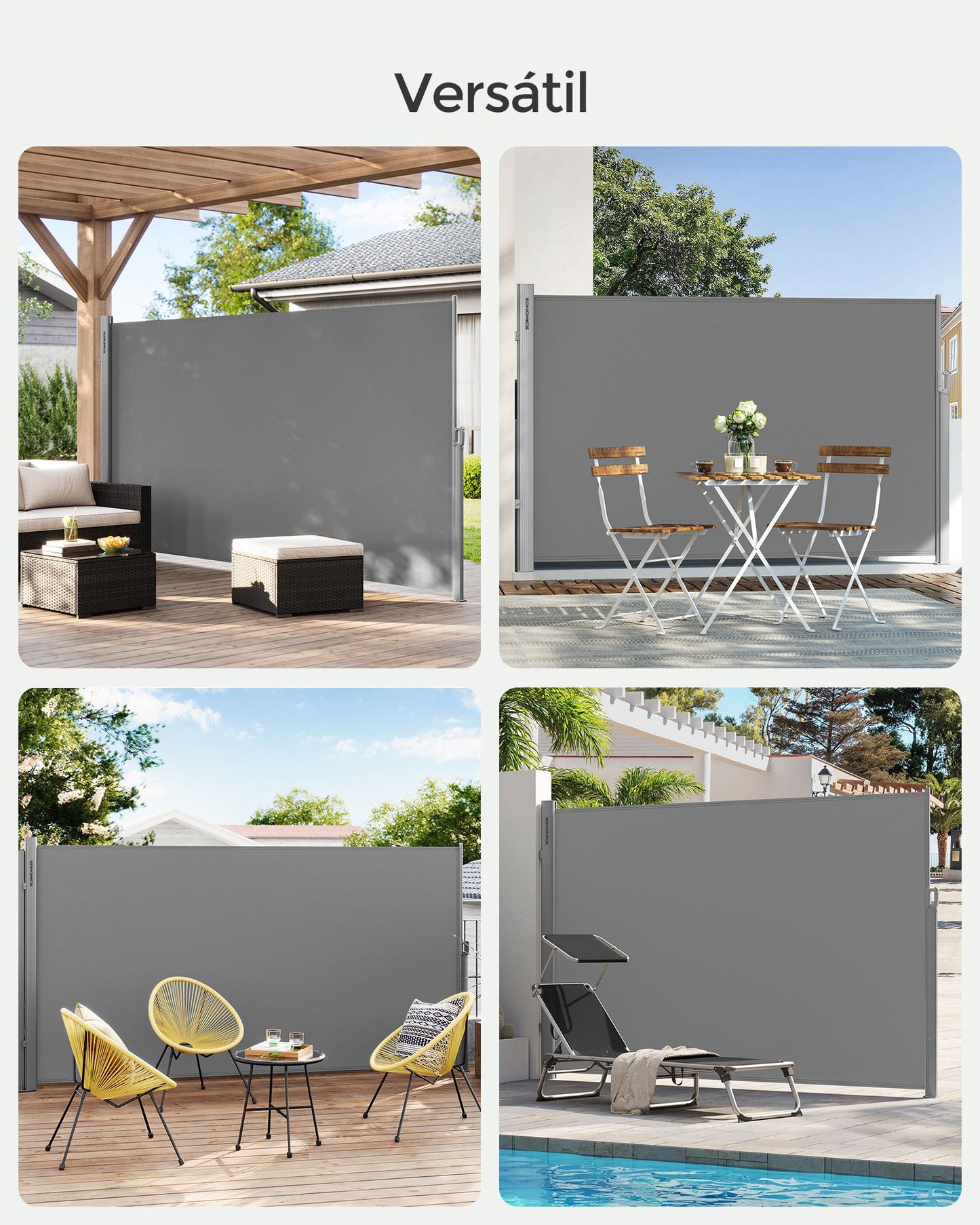 Toldo Lateral de Aluminio Extensible 160 x 400 cm Gris-SONGMICS