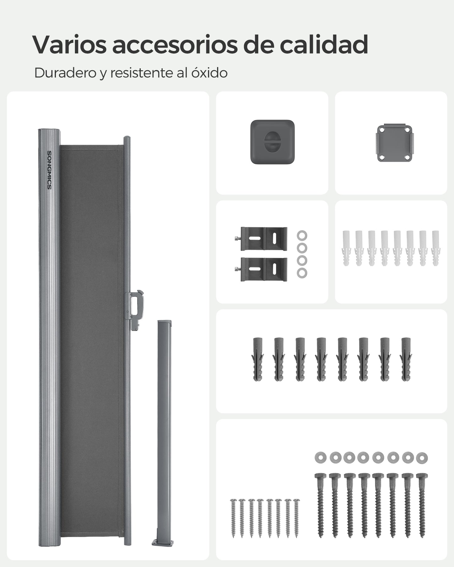 Toldo Lateral de Aluminio Extensible 180 x 300 cm Gris Antracita-SONGMICS