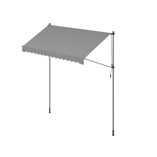 Toldo Manual Regulable en Altura 300 x 120 cm Gris-SONGMICS