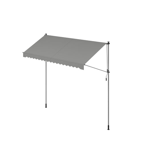 Toldo Manual Regulable en Altura 350 x 120 cm Gris-SONGMICS