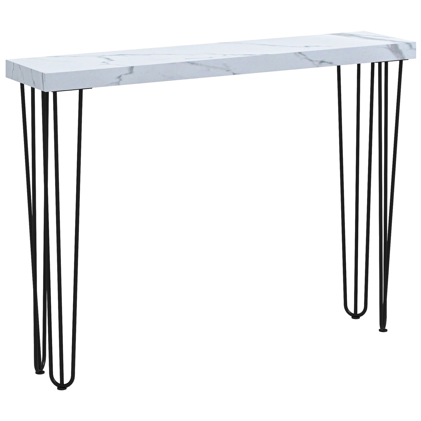 HOMCOM Mesa Consola Moderna Mesa de Entrada con Patas de Acero Antivuelco Mueble de Recibidor para Salón Pasillo 110x25x79,5 cm Blanco