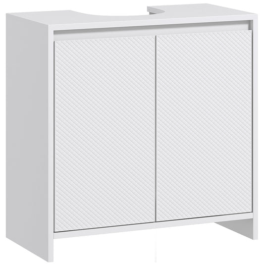 HOMCOM Mueble Bajo Lavabo Mueble para Debajo del Lavabo Moderno con Estante Mueble Lavabo con Pie Anti-vuelco Carga 40 kg 60x30x60 cm Blanco