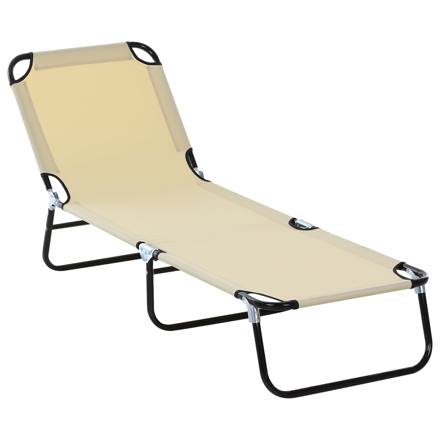 Outsunny Tumbona Plegable Reclinable con Ángulo Ajustable de 5 Posiciones para Jardín Exterior Piscina Terraza Camping Carga 120 kg 188x56x28 cm Beige