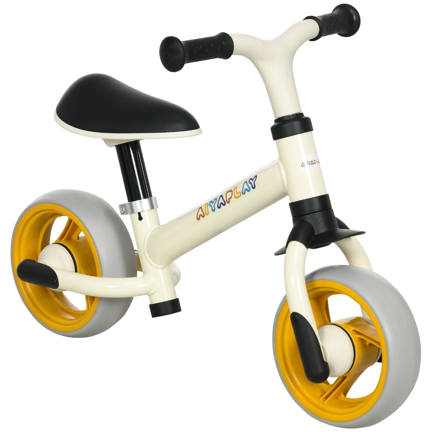 AIYAPLAY Bicicleta sin Pedales para Niños de 18-48 Meses Bicicleta de Equilibrio con Asiento Ajustable en Altura Carga 25 kg 66,5x34x47 cm Blanco y Naranja