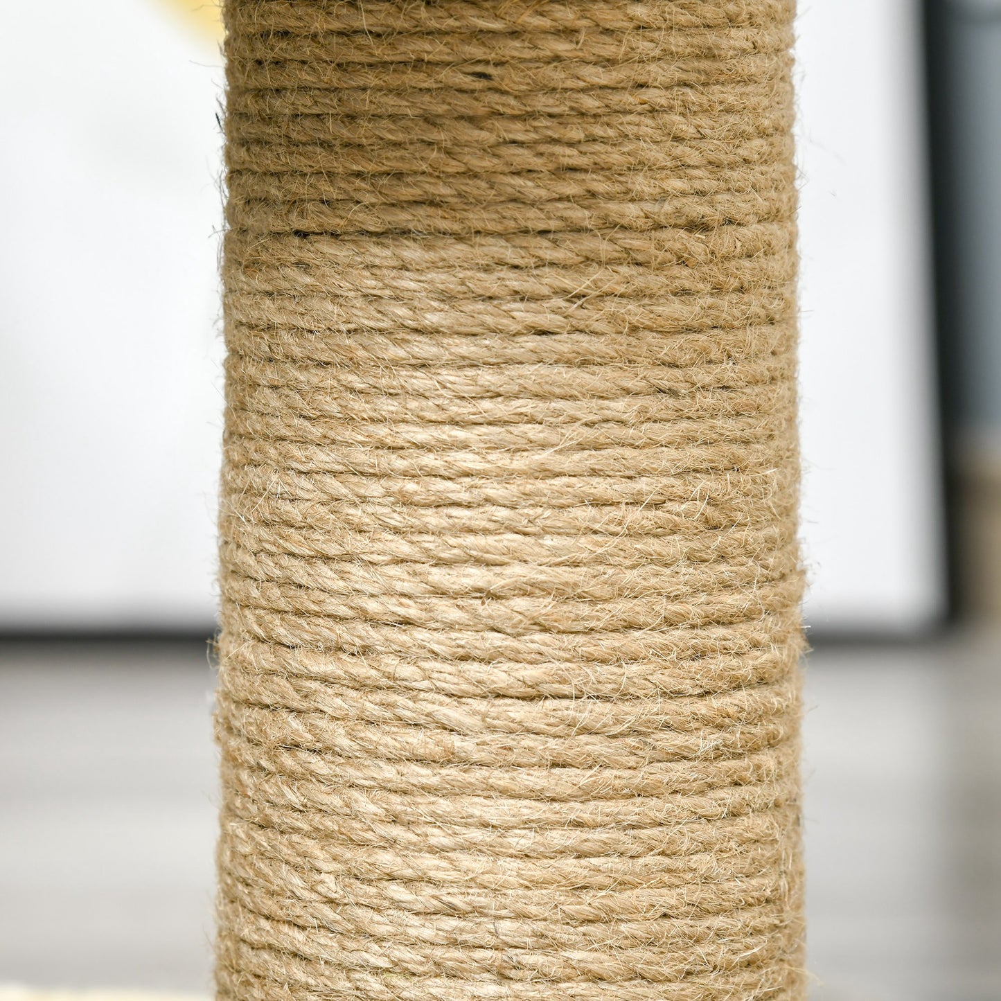 PawHut Árbol para Gatos 40x30x56 cm Ø32cm Torre de Rascado de Gato con Túnel Superior Poste Rascador de Yute Natural Cojín Extraíble y Juguete Colgante Beige