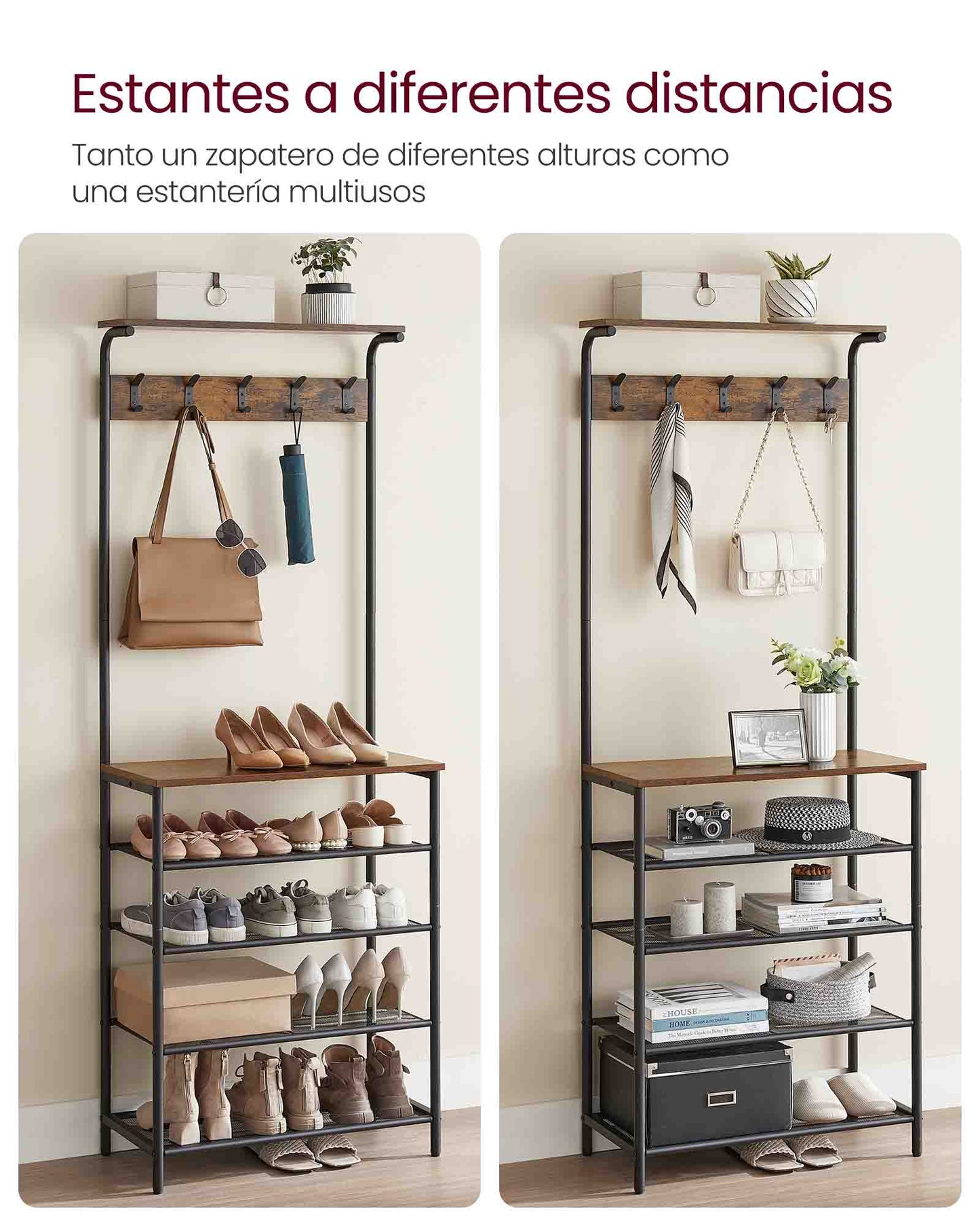 Percha para Ropa con Zapatero Estilo Industrial-VASAGLE