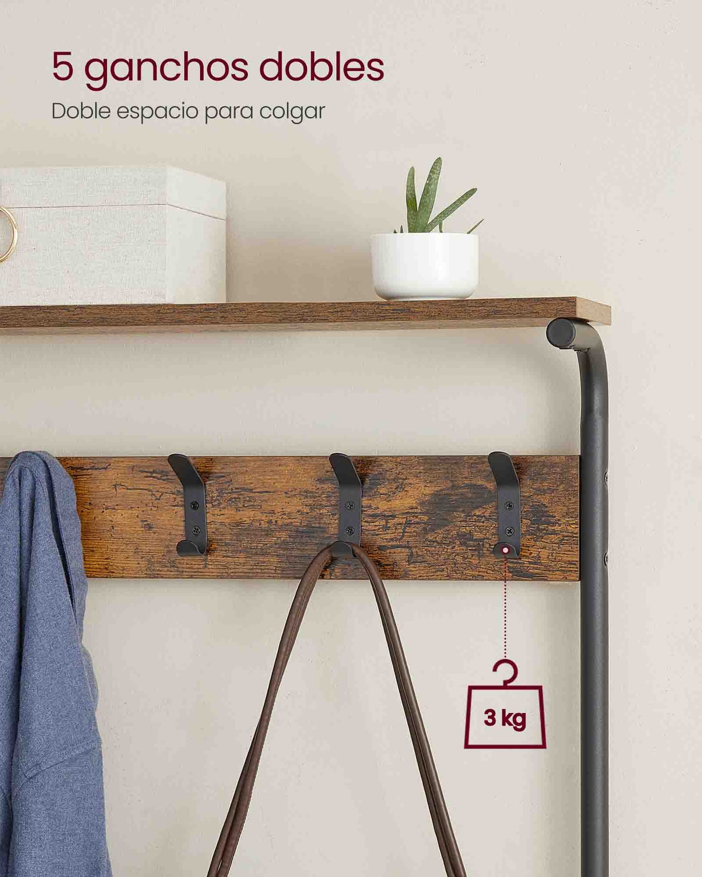 Percha para Ropa con Zapatero Estilo Industrial-VASAGLE