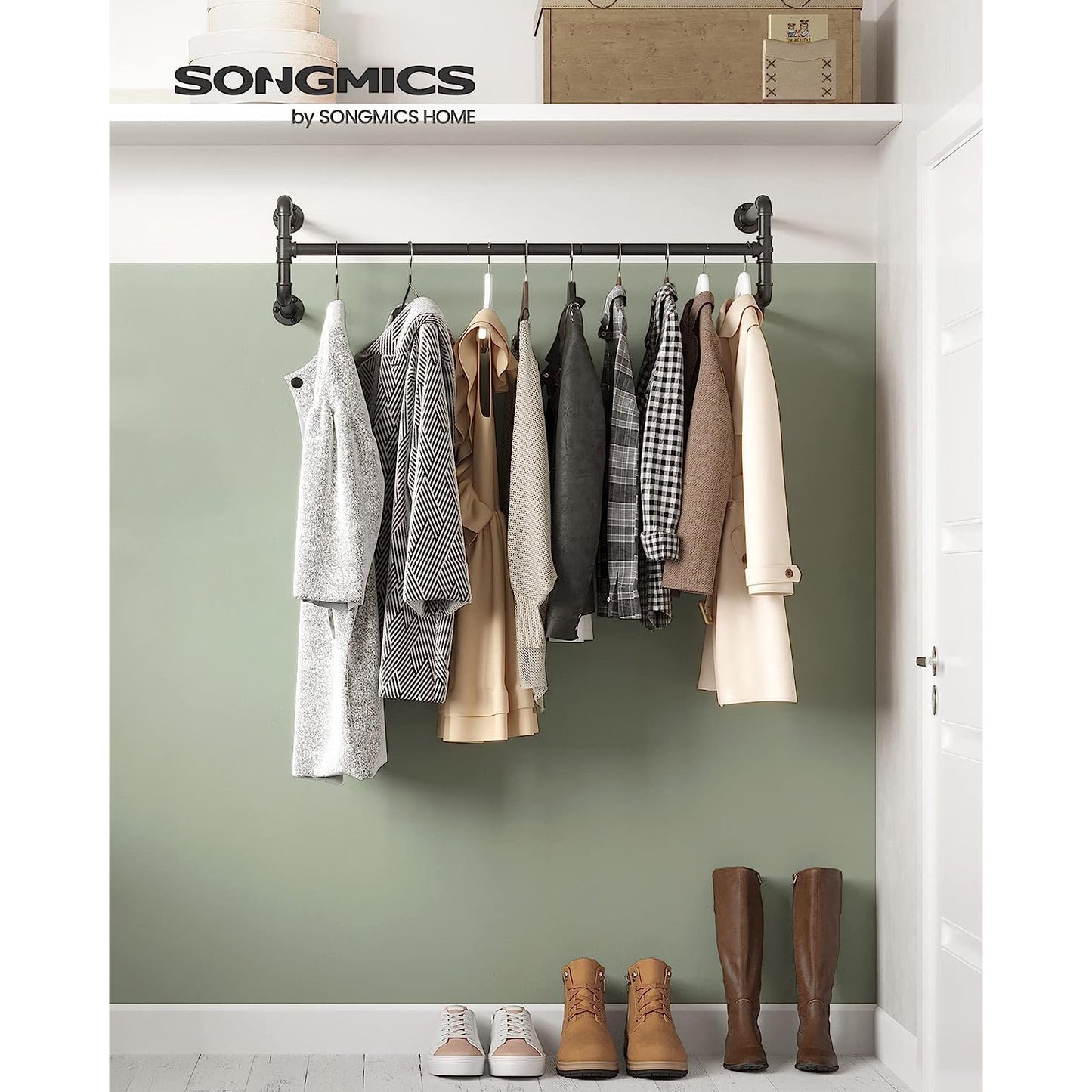 Perchero de Pared para Ropa Negro-SONGMICS