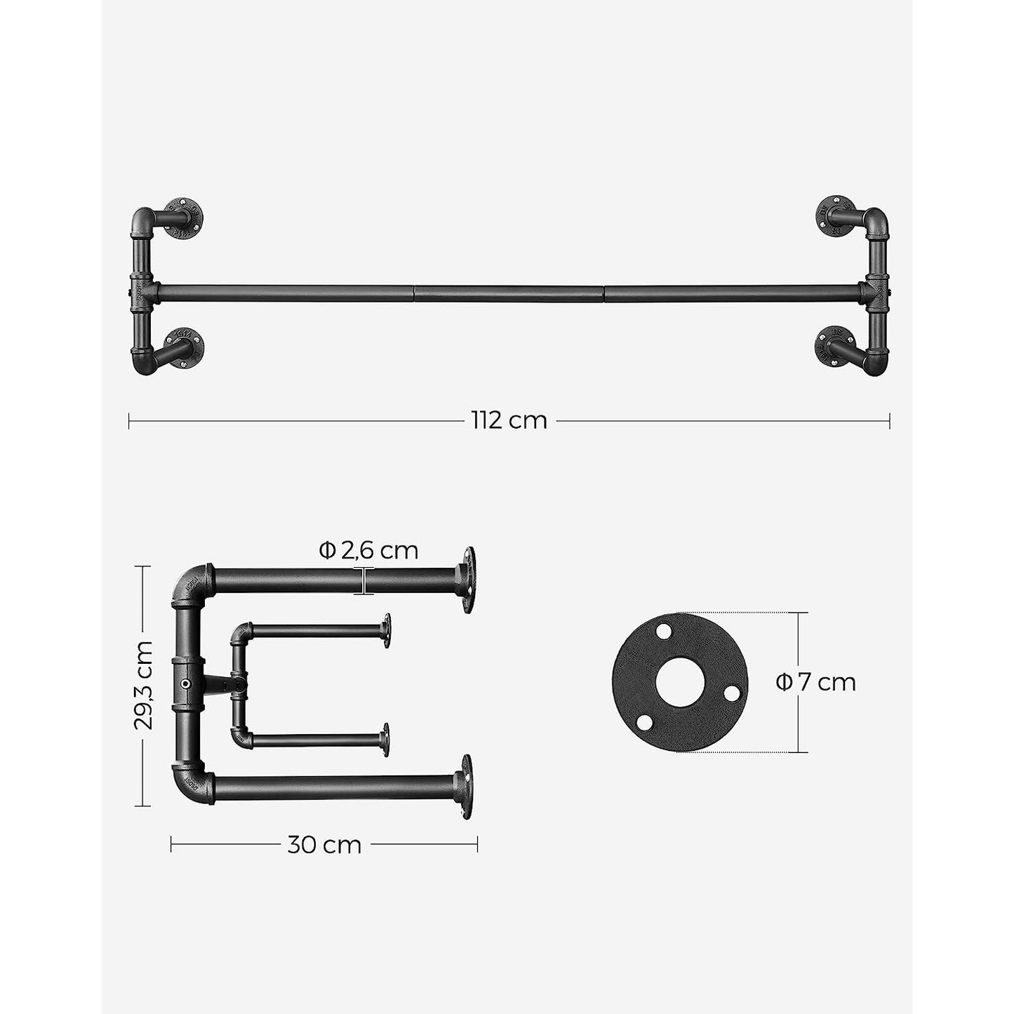 Perchero de Pared para Ropa Negro-SONGMICS