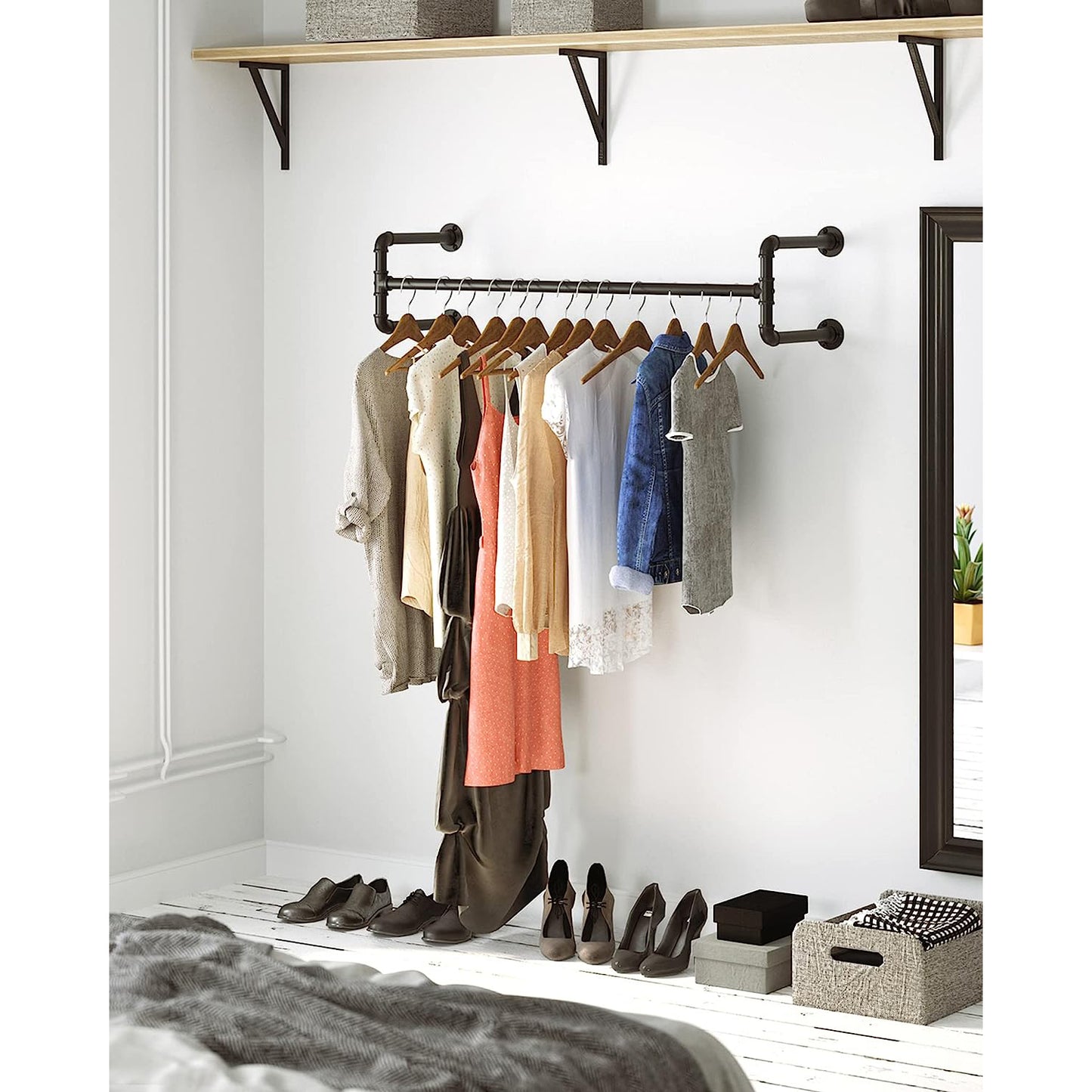 Perchero de Pared para Ropa Negro-SONGMICS