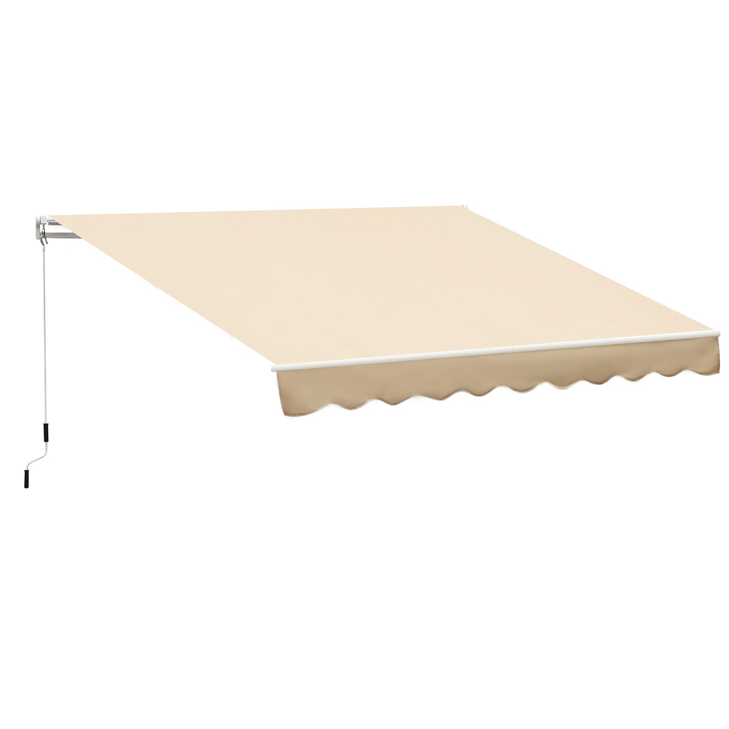 Outsunny Toldo Manual Retráctil 295x245 cm Toldo para Balcón con Manivela de Metal Impermeable y Anti-UV Toldo Enrollable de Exterior para Jardín Terraza Ventanas Beige