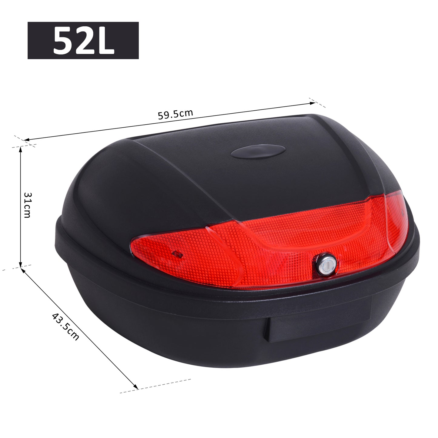 HOMCOM Baúl Moto Universal 52L + Llaves y Accesorios Equipaje Caja de Moto Topcase Casco para Motocicleta Ciclomotores Scooter