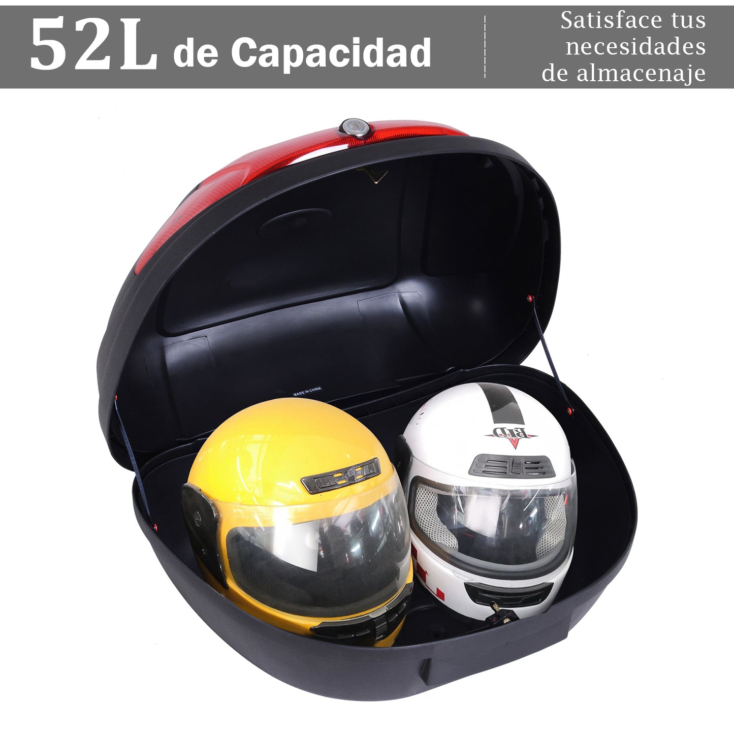 HOMCOM Baúl Moto Universal 52L + Llaves y Accesorios Equipaje Caja de Moto Topcase Casco para Motocicleta Ciclomotores Scooter