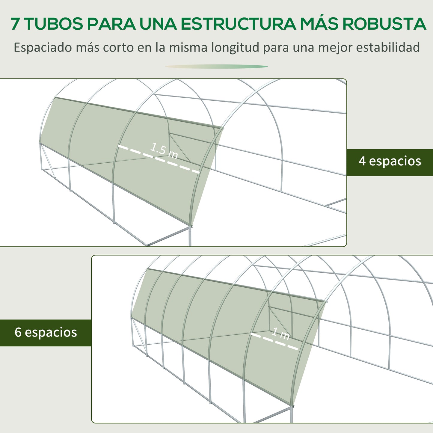 Outsunny Invernadero de Túnel 6x3x2 m Invernadero de Jardín con Puerta Enrollable 12 Ventanas Cubierta de PE 140 g/m² y Metal Galvanizado para Cultivos Plantas Verduras Blanco