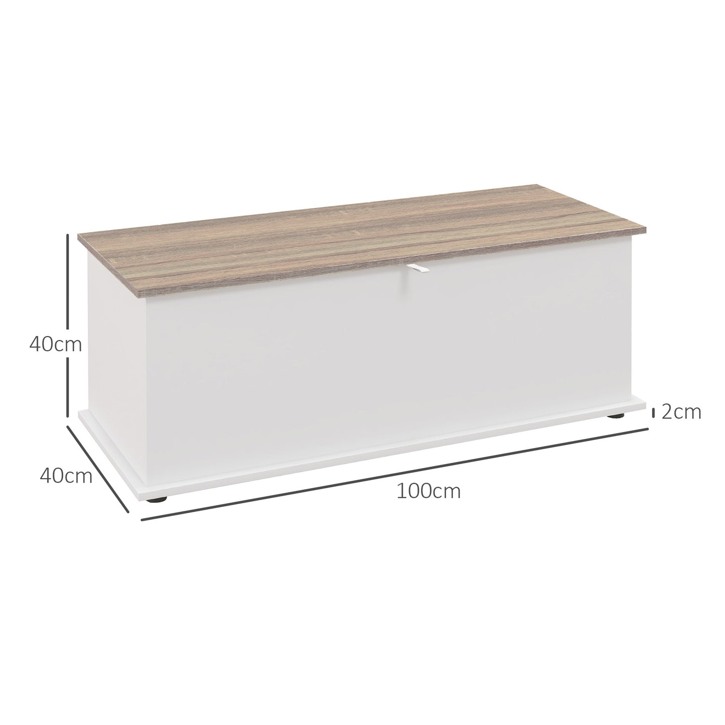 HOMCOM Baúl de Almacenamiento de Madera Arcón de Almacenamiento con Tapa Carga Máx. 60 kg para Dormitorio Salón 100x40x40 cm Natural y Blanco