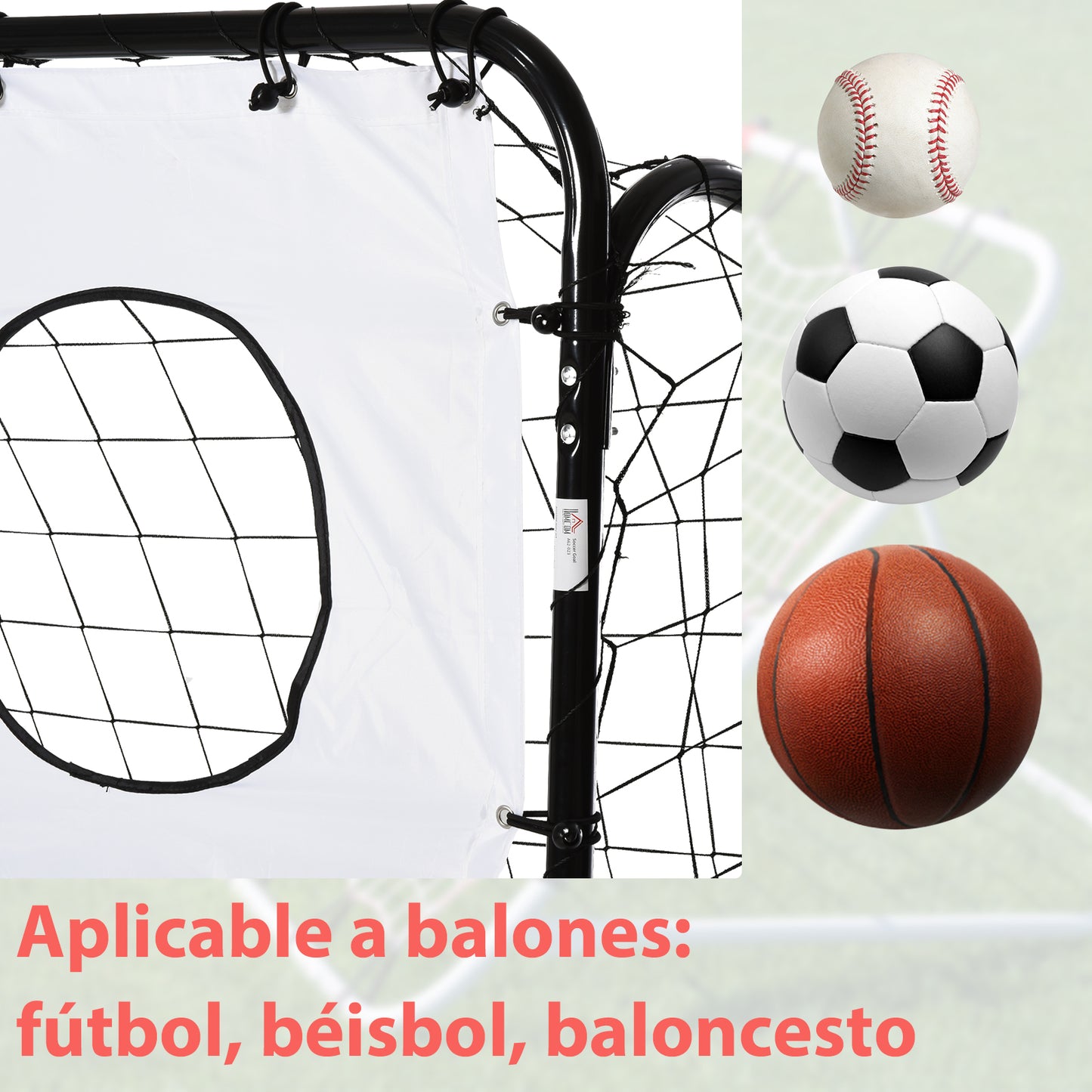 HOMCOM Portería de Fútbol Puerta de Fútbol con Soporte de Metal Lona de Precisión y Red para Entrenamiento de Fútbol en Jardín Aire Libre 240x88x174 cm Blanco