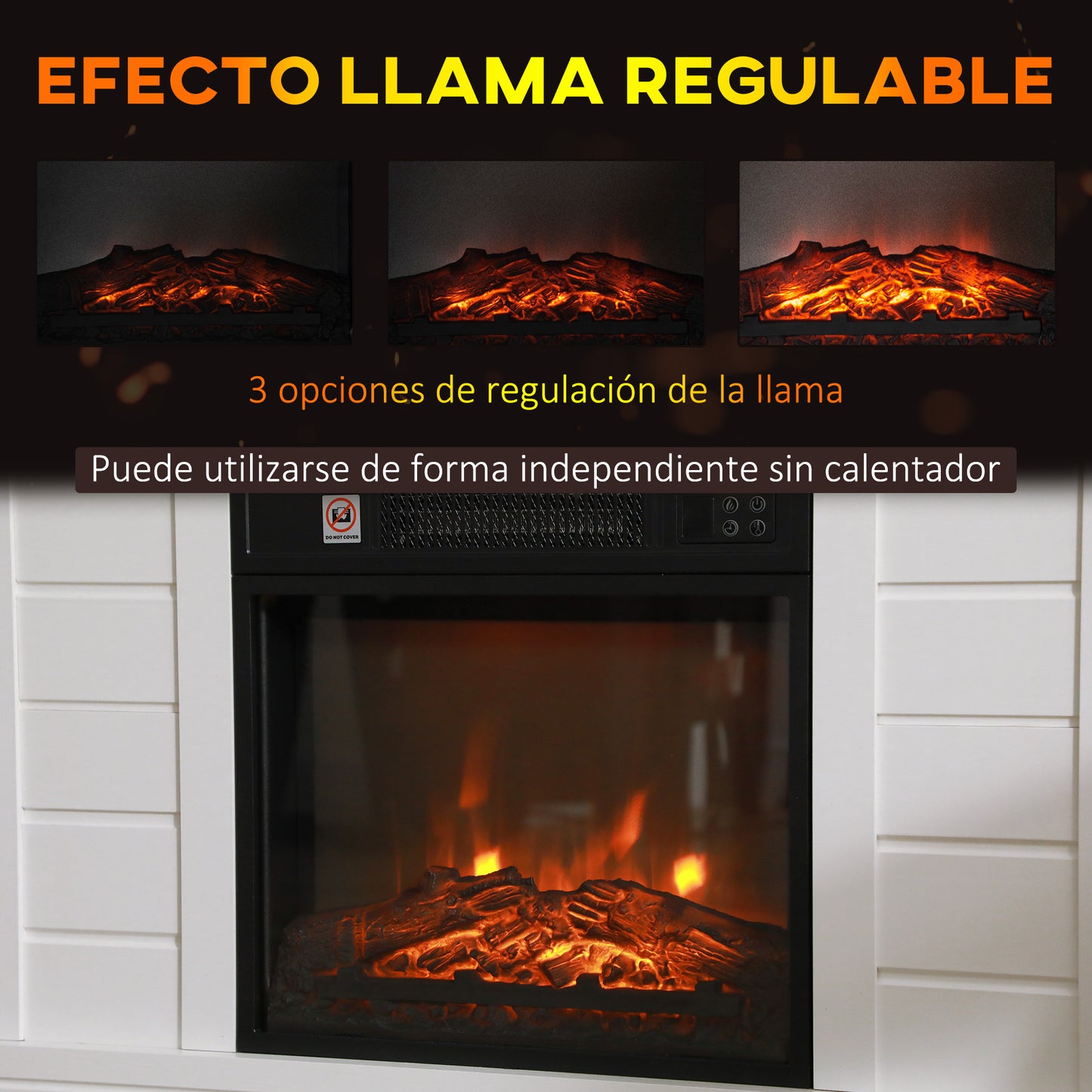 HOMCOM Chimenea Eléctrica 1800W Chimenea Decorativa con Efecto de Llama Mando a Distancia Temporizador Semanal Protección Contra Sobrecalentamiento para Sala 30 m² Blanco