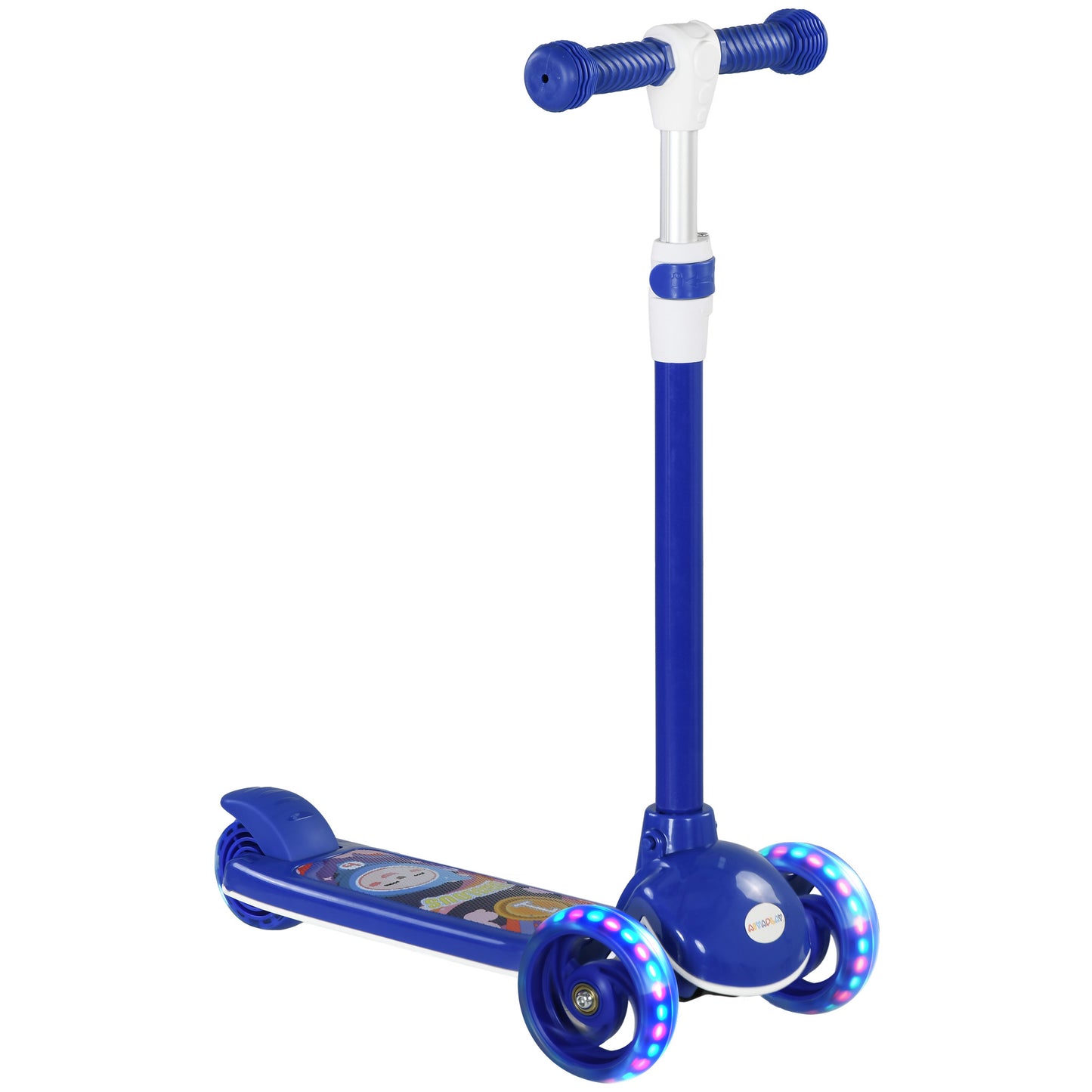 AIYAPLAY Patinete para Niños de 2-6 Años Patinete Infantil Patinete con 3 Ruedas Luces LED Altura Ajustable Carga 25 kg 52x29x63-76 cm Azul