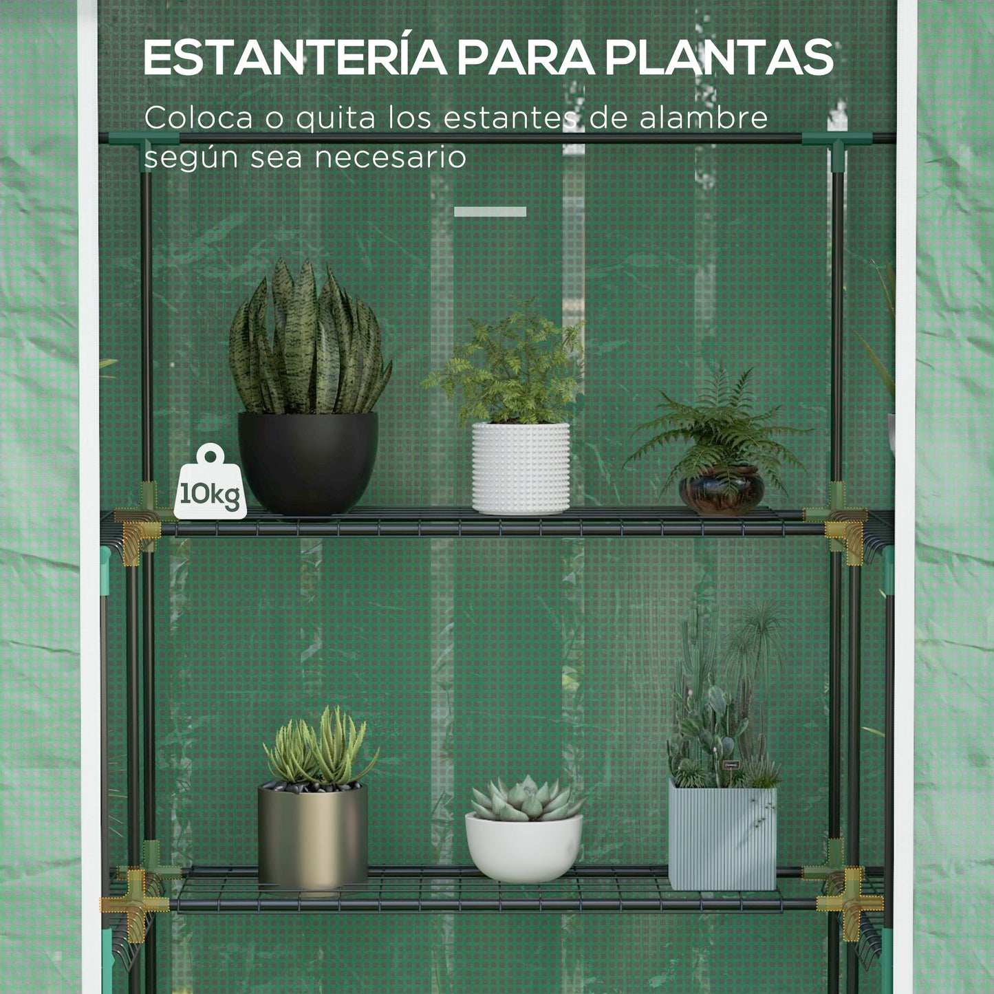 Outsunny Invernadero para Jardín Invernadero con 1 Puerta 2 Ventanas y Estantes de 2 Niveles en Forma de U para Cultivo de Plantas en Terraza Patio 140x73x190 cm Verde