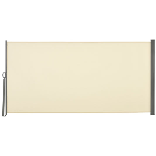 Outsunny Toldo Lateral Retráctil 300x160 cm Pantalla Enrollable Mampara de Privacidad Impermeable y Anti-UV Protege la Privacidad para Jardín Balcón Terraza Crema