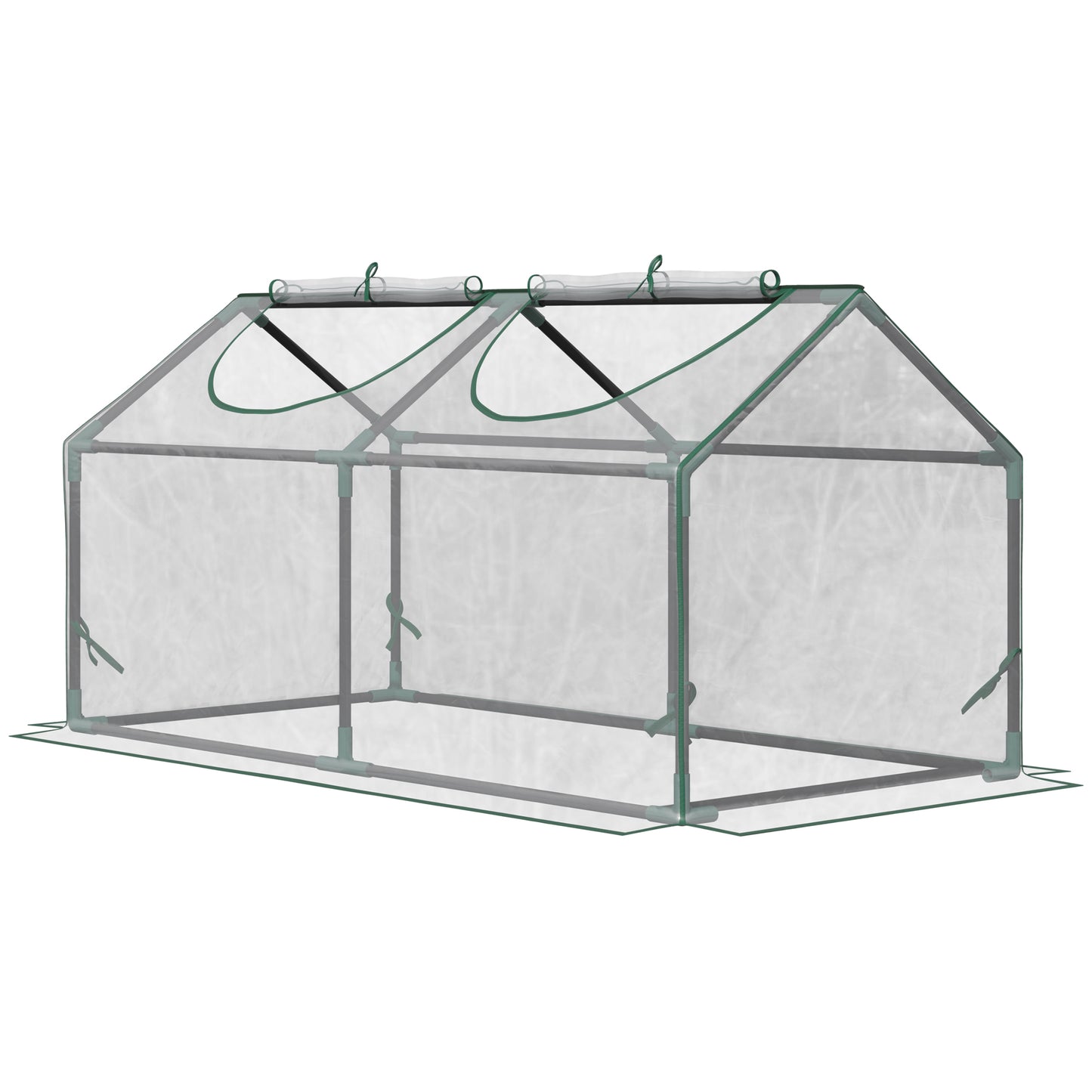 Outsunny Invernadero de Exterior 120x60x60 cm Invernadero de Jardín con 2 Ventanas Enrollables y Marco de Acero para Cultivo de Plantas Verduras Flores Tomates Transparente