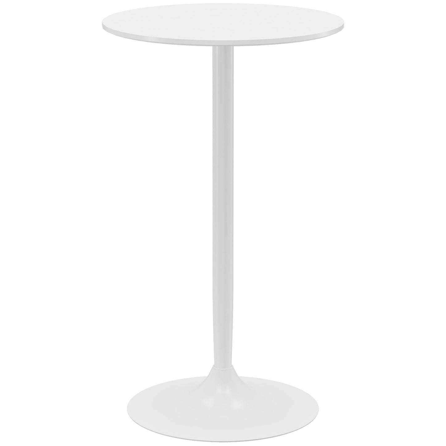 HOMCOM Mesa de Bar Redonda Mesa Alta de Cocina Moderna con Encimera Laminada y Marco de Acero para 2 Personas para Casa Comedor Ø60x102 cm Blanco