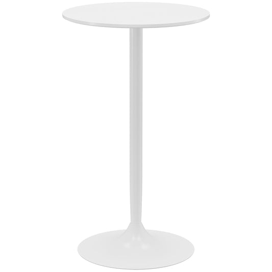 HOMCOM Mesa de Bar Redonda Mesa Alta de Cocina Moderna con Encimera Laminada y Marco de Acero para 2 Personas para Casa Comedor Ø60x102 cm Blanco