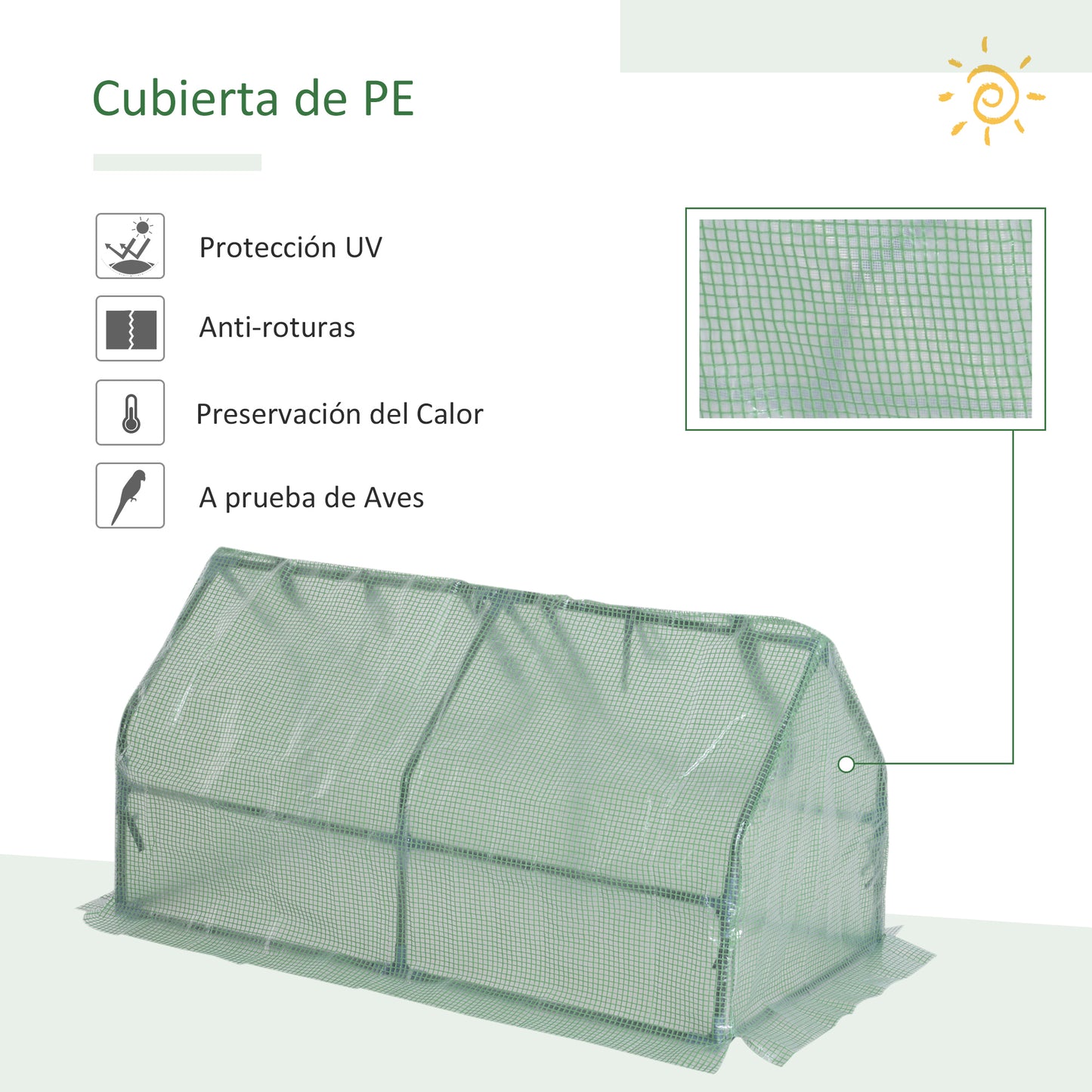 Outsunny Invernadero de Terraza 120x60x60 cm Caseta de Jardín Acero con 2 Ventanas Enrollables Vivero Casero para Cultivo de Plantas Verduras Flores Verde