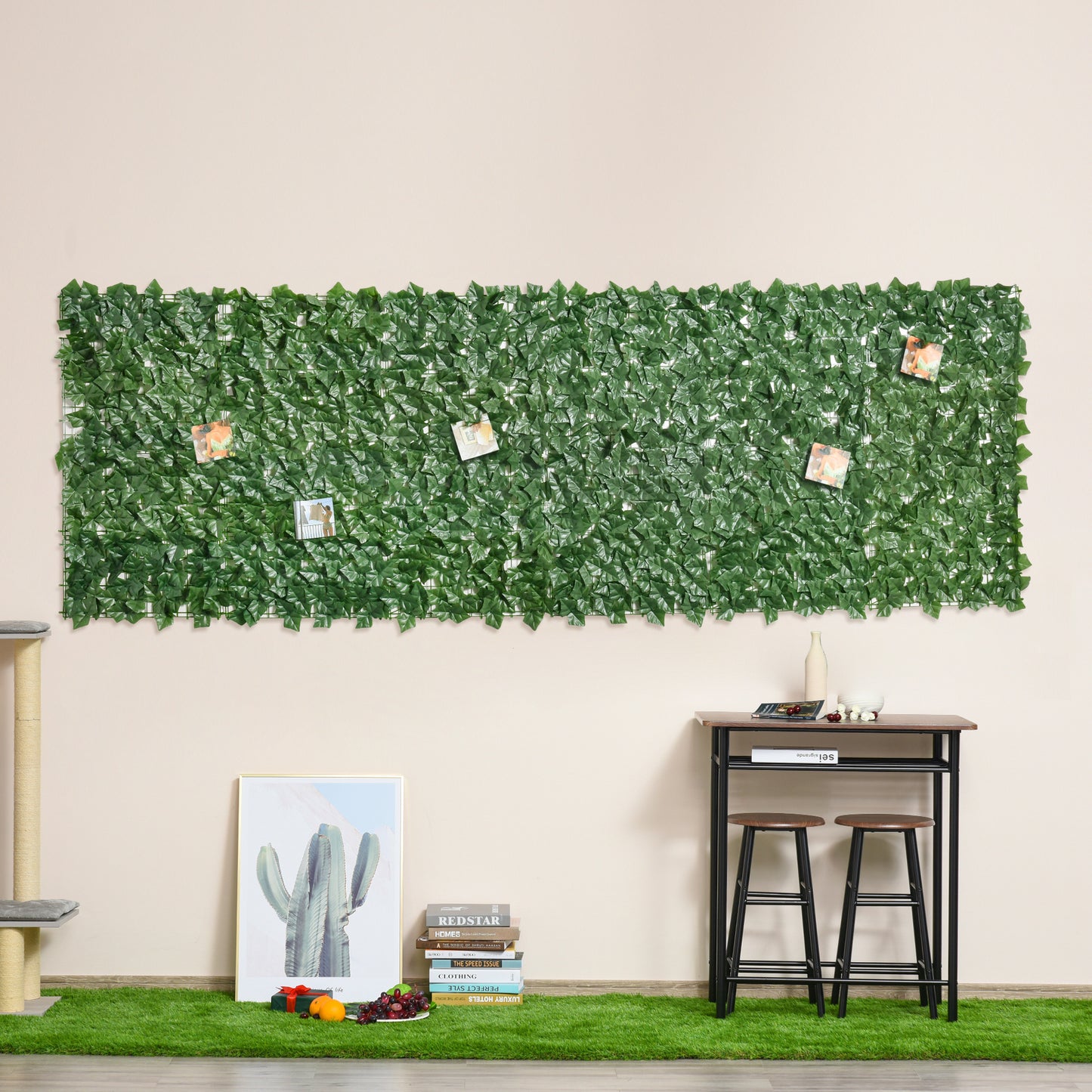 Outsunny Seto Artificial en Rollo 3x1 m Pantalla de Cerca de Privacidad para Balcón Valla Jardín Exterior Planta Decorativa de Pared PE Verde