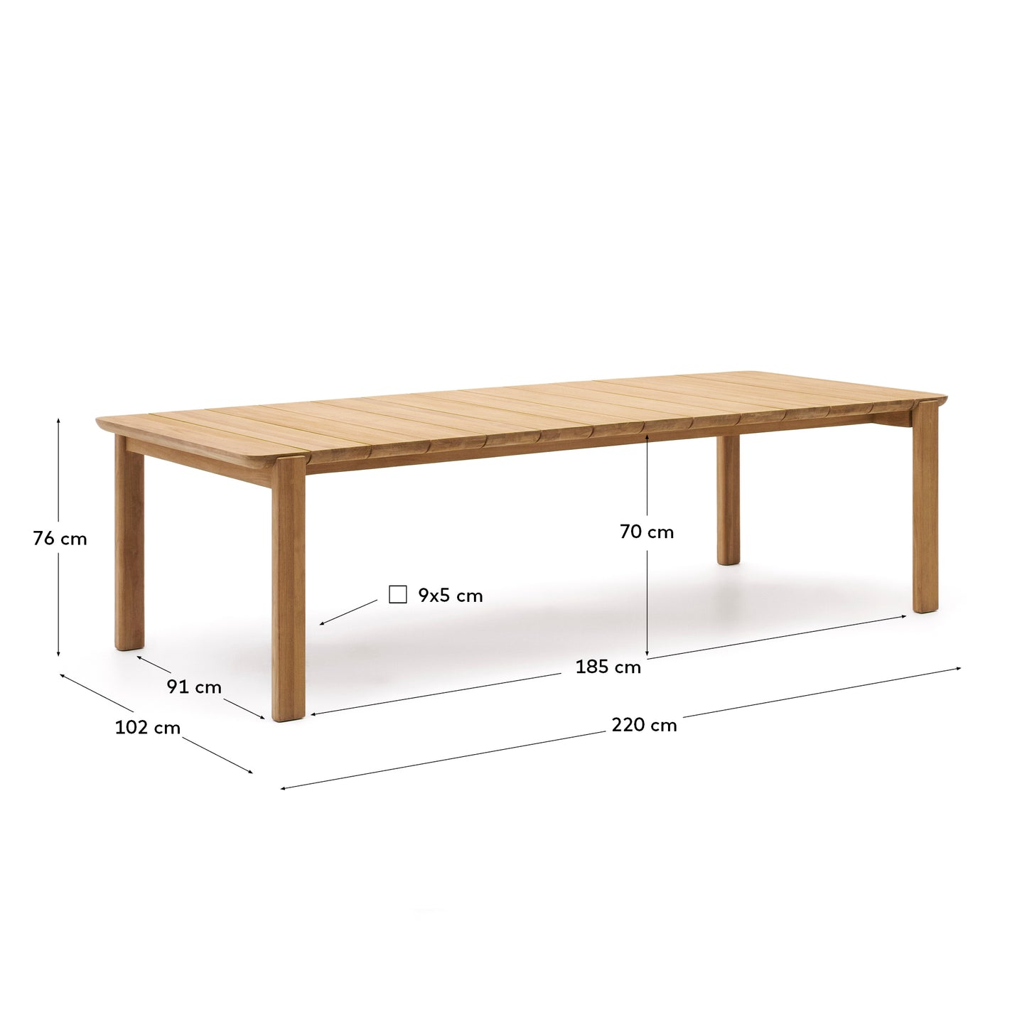 Mesa Icaro de madera maciza de teca 220 x 102 cm FSC 100%